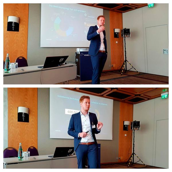 See the future! Bedrohungen von morgen heute schon stoppen. Live Demo mit Stefan Scheck von Sophos auf der IT-Security Management & Technology Conference 2018. (Bild: Vogel IT-Akademie)