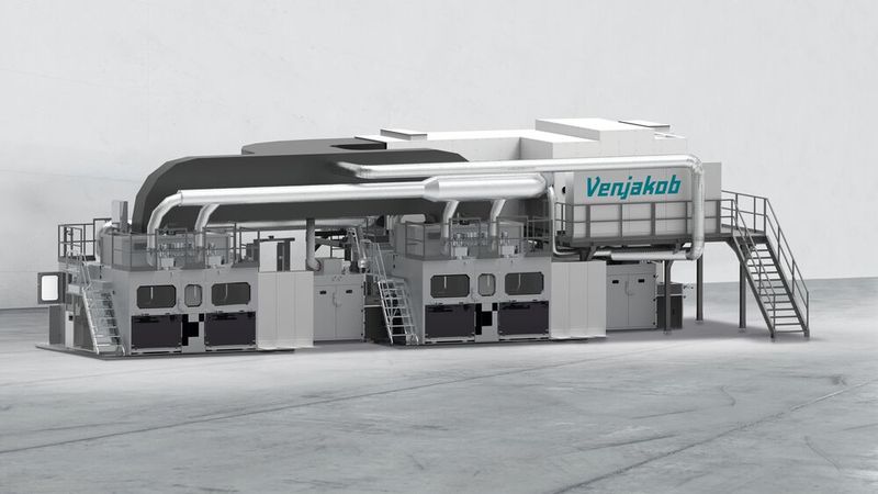Venjakob has developed a fully automatic system for a continuous, contactless coating process. (Image:Venjakob)