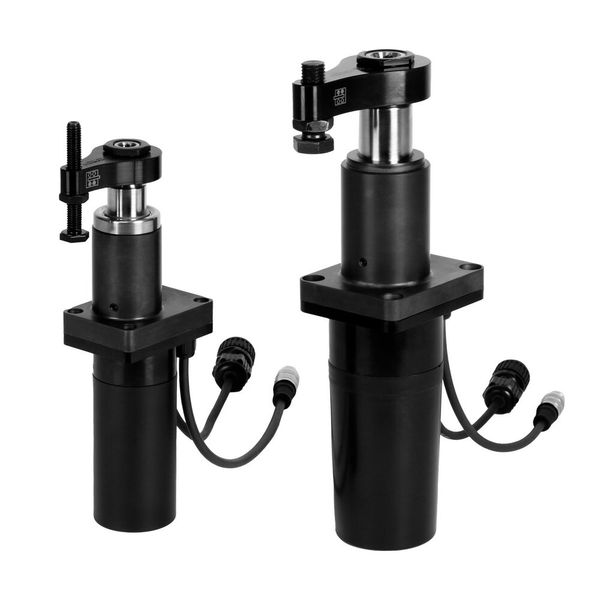 Den bereits existierenden elekromechanischen Schwenkspanner von Roemheld gibt es jetzt in noch kompakterer Bauform (links). (Bild: Roemheld)