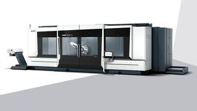 Das Quartett der weltweit größten Zerspanungsmaschinen macht die Fahrständerfräsmaschine DMF 600/11 von DMG Mori vollständig. Rund 6.000 Millimeter misst etwa ihr Verfahrweg in X-Richtung. (Bild: DMG Mori)