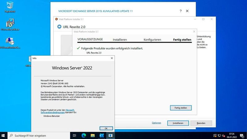Installation von Exchange 2019 auf Windows Server 2022. (Microsoft / Joos)