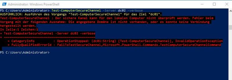 Überprüfen des Secure-Channel in der PowerShell. (Bild: Joos / Microsoft)