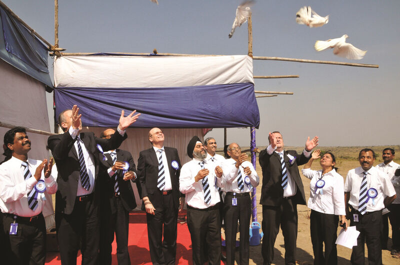The ASK Chemicals team releases pigeons during the grundbreaking ceremony (Picture: ASK Chemicals)