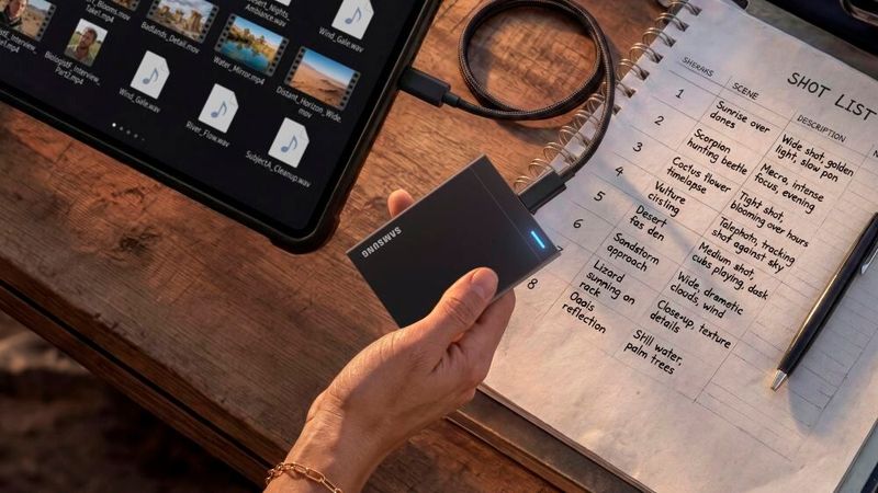 Die kompakte und in ein stabiles Metallgehäuse gepackte PSSD P9 kommt im Laufe des Jahres mit bis zu 8 TB Speicherkapazität auf den Markt. (Bild: Samsung Electronics)
