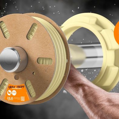 Mit Iglidur i190PF hat Igus nun einen echten Kraftmeier im Bereich der per 3D-Druck verarbeitbaren Kunststofffilamente zu bieten. Das Polymer überzeuge durch seine PTFE-Freiheit und die überraschend guten Verschleißeigenschaften ...  (Bild: Igus)
