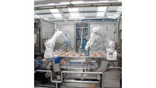 Industrieroboter von Kuka werden zur Handhabung von Lebensmitteln eingesetzt. (Bild: Kuka)