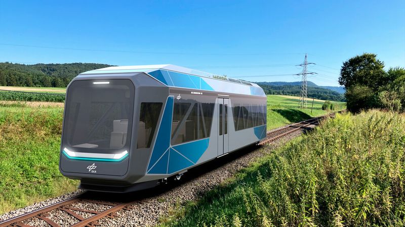 Das NGT-Taxi ist ein Konzept des DLR für ein kleines, leichtes und modular aufgebautes Schienenfahrzeug. Der Hightech-Schienenbus soll autonom unterwegs sein und eignet sich zum Beispiel für Nebenstrecken oder reaktivierte Bahnstrecken. (Bild: DLR, CC BY-NC-ND 3.0)