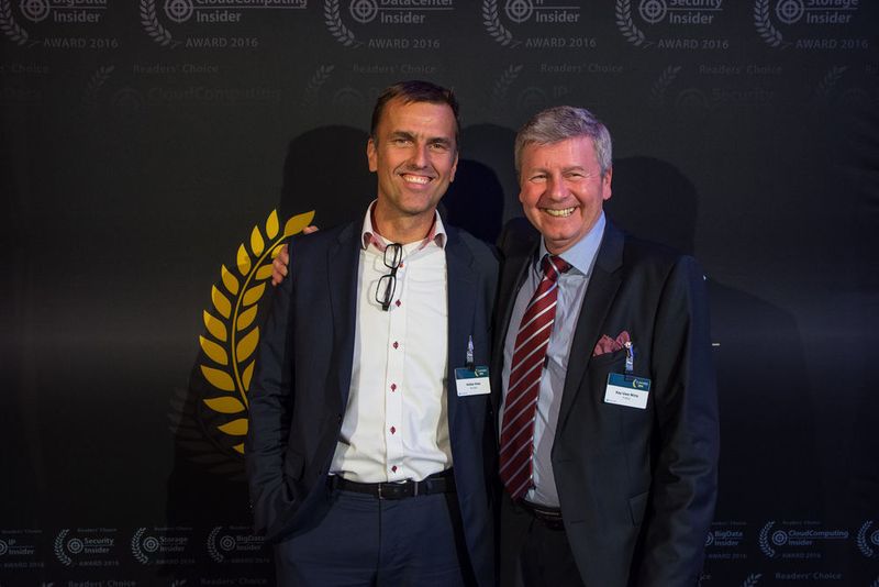 Volker Hoss von Brocade (links im Bild) und Kay-Uwe Wirtz von FireEye. (Dominik Sauer / VIT)