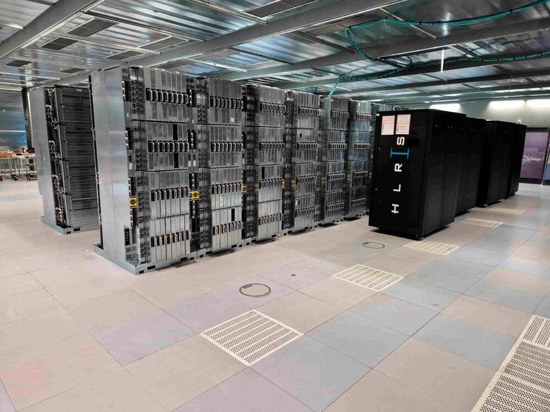 Eine Zeitlang teilten sich „Hawk“ und „Hunter“ einen Rechnerraum; für die Nachfolgemodelle „Herder“ beziehungsweise „Hammerhai“ entsteht auf dem HLRS-Campus Stuttgart-Vaihingen ein neues Gebäude. Das neue Rechenzentrum kombiniert High Performance Computing mit Photovoltaik und Abwärme-Einspeisung.  (Bild: HLRS)