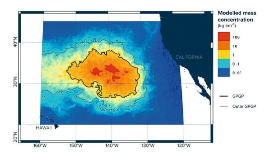 Karte des Great Pacific Garbage Patch(Bild:  The Ocean Cleanup)