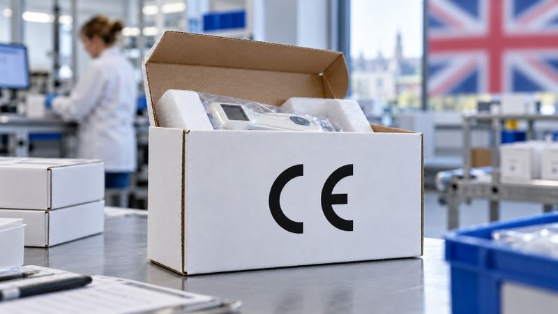 CE-gekennzeichnete Medizinprodukte nach MDR und IVDR sollen in Großbritannien dauerhaft anerkannt werden. Die britischen Registrierungs- und Überwachungspflichten bleiben bestehen.(Bild:  Redaktion DeviceMed, KI-generiertes Symbolbild)