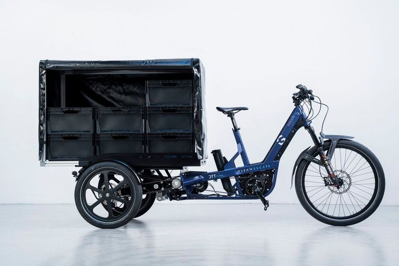 Das Lastenrad Escape mit Transportbox auf der Ladefläche. (Bild: Gleam)