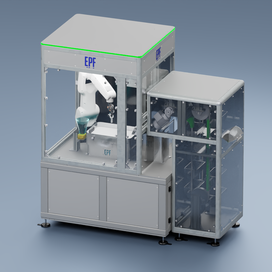 EPF stellt mit einem eigenen Exponat den Supata Smart Feeder mit automatisiertem Vertikallager in den Mittelpunkt der Messe.(Bild:  EPF)