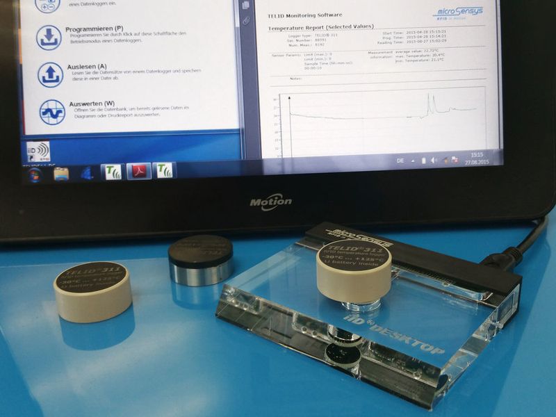 Auf der Compamed zeigt Microsensys als Weltneuheit einen RFID-Sensor-Datenlogger zur lückenlosen Temperaturüberwachung während der Dampfsterilisation bei +136°C und 2 bar. (Microsensys)
