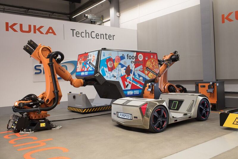 Deutlich kleiner: Das von Rinspeed und ZF entwickelte Konzept Microsnap, dessen Aufbauten Roboter tauschen können. (Rinspeed)