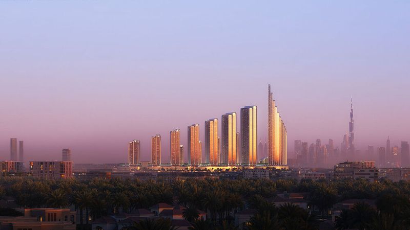 So soll die Skyline der „Mercedes-Benz gebrandeten Stadt“ in Dubai aussehen.(Bild:  Mercedes-Benz AG)