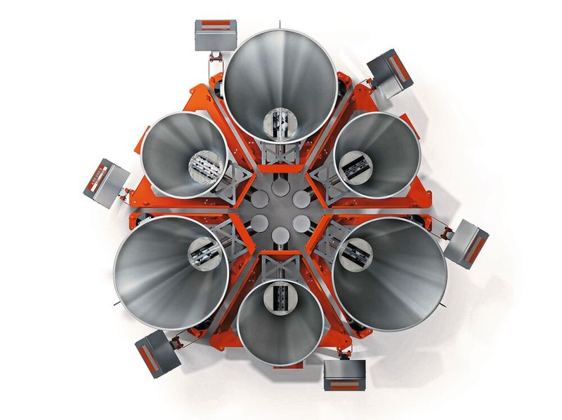 Die Dosierer können je nach Rezeptur einzeln installiert oder in Gruppen von bis zu sechs Dosierern um einen Prozesseinlauf herum angeordnet werden. (Bild: Coperion K-Tron)