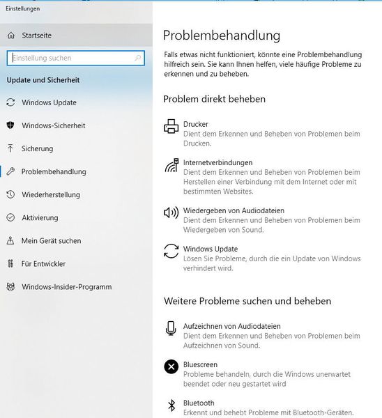 Mit der internen Problembehebung in Windows 10 können viele Probleme behoben werden, auch bei der Windows-Update-Funktion. (Joos)
