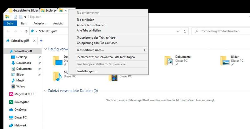 Auch ein Kontextmenü gibt es für die Tabs in TidyTabs. (Joos)