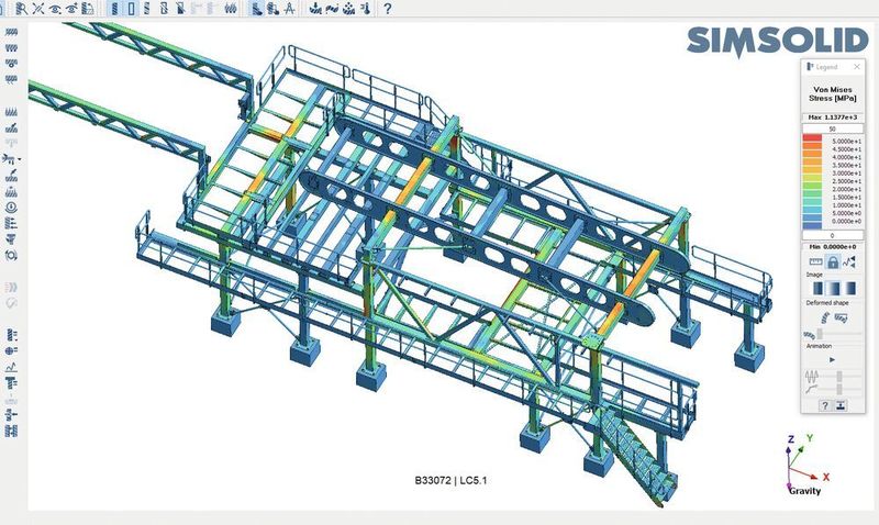Das Bild zeigt die Spannungen im Maschinengestell. (Vierhout Engineering)