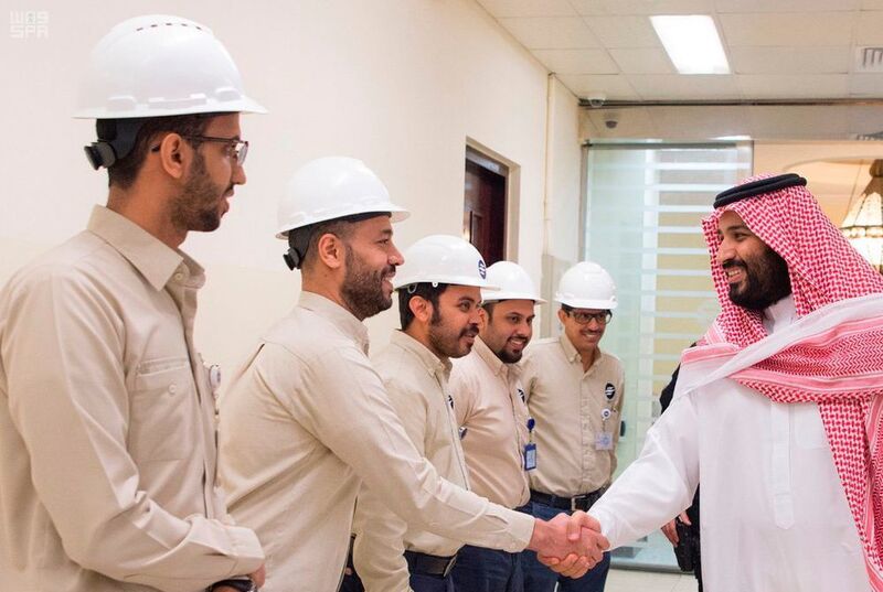 Crown Prince Mohammad bin Salman pays a visit to a desalination plant in Jeddah. (Saudi Press Agency)