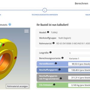 Blitzschnell wird das Kalkulationsergebnis mitsamt Vorschaumodell angezeigt ...(Bild:  Simus Systems GmbH)