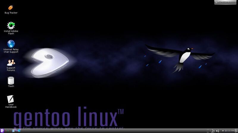 Auch die auf Softwaregschwindigkeit ausgelegte Linux-Variante gentoo hat ihren Weg aus das Raspberry Pi gefunden. (Sam Benny M [GPL (http://www.gnu.org/licenses/gpl.html)])