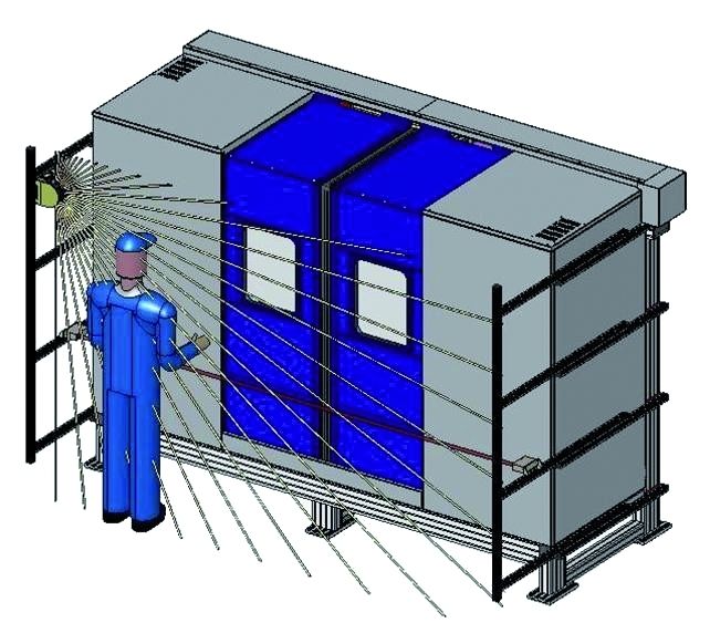 Bild 3: Drehmaschinentür mit Sicherheitssystem aus Laserscanner und Lichtschranke. Dadurch wird ein schnellstmögliches Schließen der Tür ohne Sicherheitsgefährdung erreicht. Bilder: Nico (Archiv: Vogel Business Media)