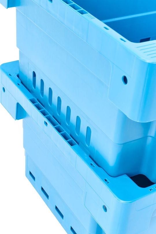 Die U-Turn-Drehstapelbehälter gibt es in verschiedenen Abmessungen und Varianten.(Bild:  PATRIC DRESSEL)