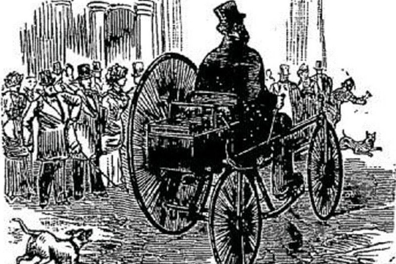 Das erste offiziell anerkannte Elektrofahrzeug: Dieses Dreirad von M. Gustave Trouvé wurde auf der Internationalen Elektrizitätsausstellung in Paris 1881 vorgestellt. (Gemeinfrei, via Wikimedia Commons)