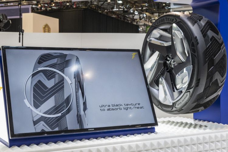 Letztes Glied in der Energiekette ist der neue Goodyear-Reifen BH03. In ihm erzeugen thermoelektrische und piezzoelektrische Elemente die Energie. (Foto: Goodyear)