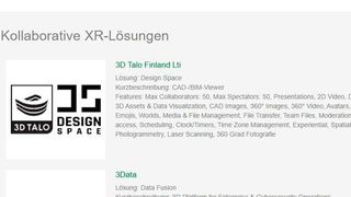 Das Virtual Dimension Center (VDC) Fellbach hat über 150 relevante XR-Lösungen in einer allgemein zugänglichen Datenbank einsortiert. (Virtual Dimension Center)