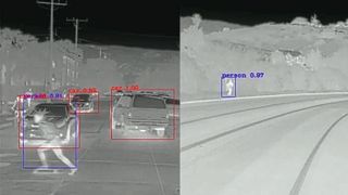 Thermal imaging cameras complement driver assistance systems in poor visibility conditions and at night. (Image:Flir)