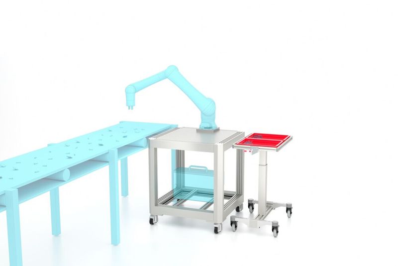 The frame serving as a Cobot-stand from Item is not only compatible with many components from the system kit, but can also be used in a modular and flexible manner. (Image:Item)