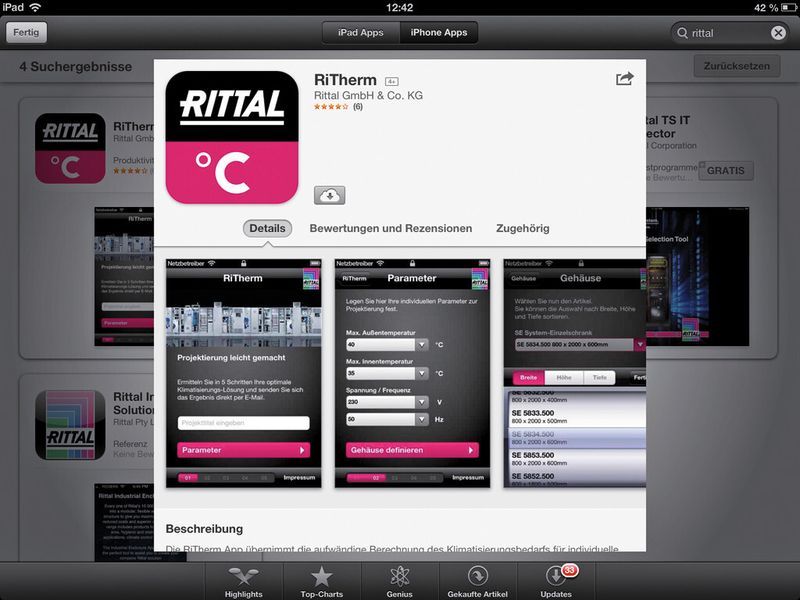 Bild 3: Mit der Therm App lässt sich die optimale Klimatisierungslösung für Schaltschränke berechnen. (Rittal)