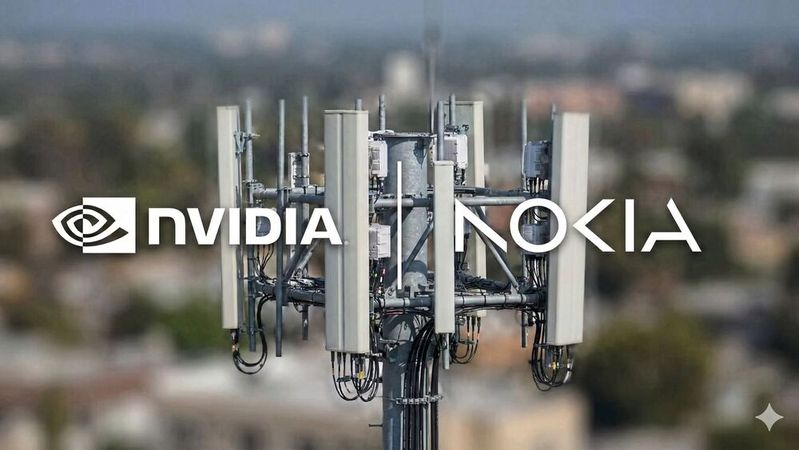 Nvidia steigt mit 1 Mrd. bei Nokia ein, um KI in Mobilfunknetze zu bringen.(Bild:  Logos: Nvidia/Nokia, Hintergrund: Google Gemini, Montage: mc/VGC)
