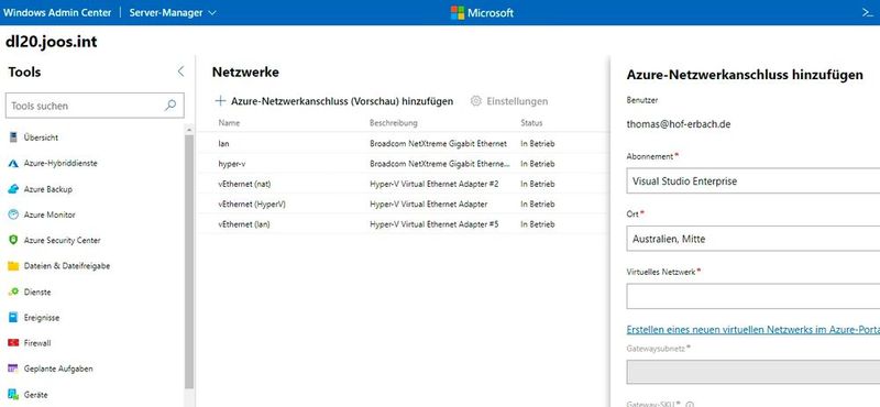 Netzwerke im Windows Admin Center verwalten. (Bild: Microsoft / Joos)