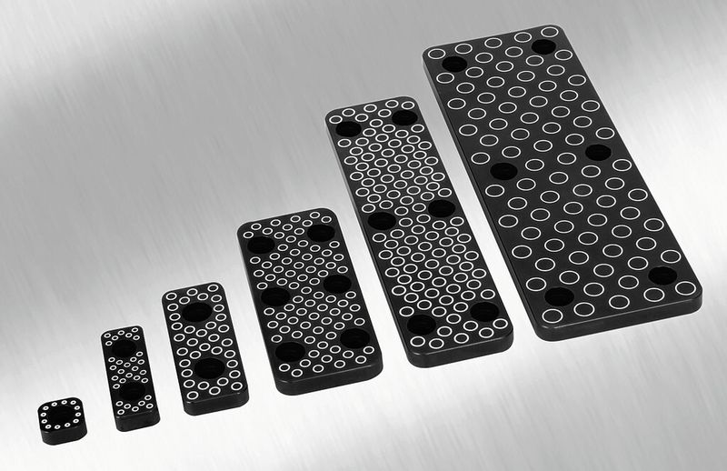 The thin profile of the wear plates allows more room for waterlines or other mould features. (Source: Progressive Components)