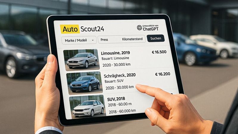 Autoscout 24 bietet Nutzern jetzt eine App zur Fahrzeugsuche, die in den weit verbreiteten KI-Chatbot Chat-GPT integriert ist. (Symbolfoto)(Bild:  Dall-E / KI-generiert)