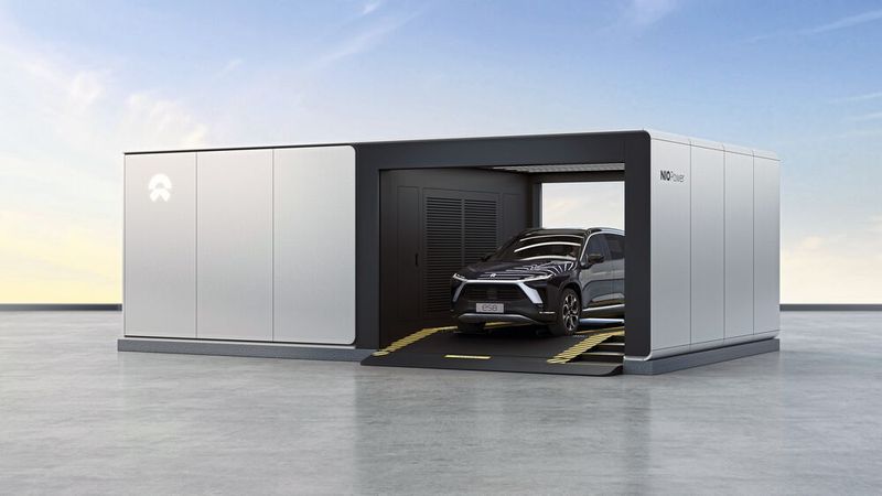 An so genannten „Power-Swap-Stationen“ können die Batterien getauscht werden. (Bild: Nio)