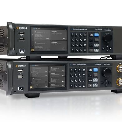 HF-Signalgenerator-Portfolio von Siglent: Der SSG6089A deckt Frequenzen bis 67 GHz ab, die SSG6M80A-Serie bietet zwei oder vier phasenkohärente Kanäle bis 20 GHz. (Bild: Siglent)
