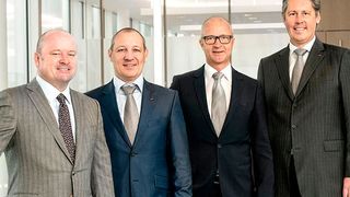 Die Führungsetage der neugegründeten DexKo Global Inc. (von links): Fred Bentley, Stefan Kober, Harald Hiller und Dr. Nico Reiner. (Foto: AL-KO)