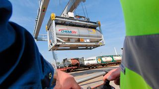 Der Chemielogistiker Chemion hat am Chemparkstandort Dormagen das Containerlager für flüssige Sonderabfälle errichtet.
 (Currenta)