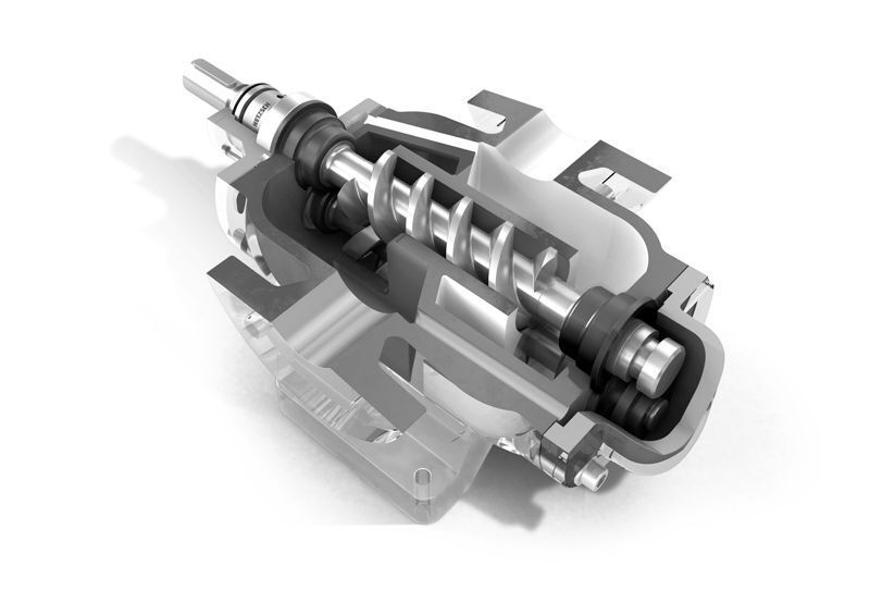 Um maximale Standzeiten zu er-reichen, verbindet bei den Modellen 2-NS und 3-NS ein Kanal Saug- und Druckseite. Dadurch heben sich die auftretenden Kräfte auf und die Netto-Axialkraft liegt beinahe bei null. (Netzsch)