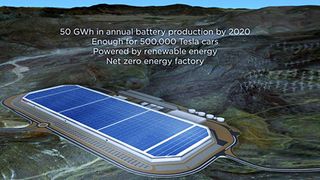 Die Tesla-Gigafactory entsteht in Nevada. Sie soll ihre Energie selber produzieren und so die Umwelt entlasten und Vorbild für andere Produktionsstätten sein. (Foto: Tesla)