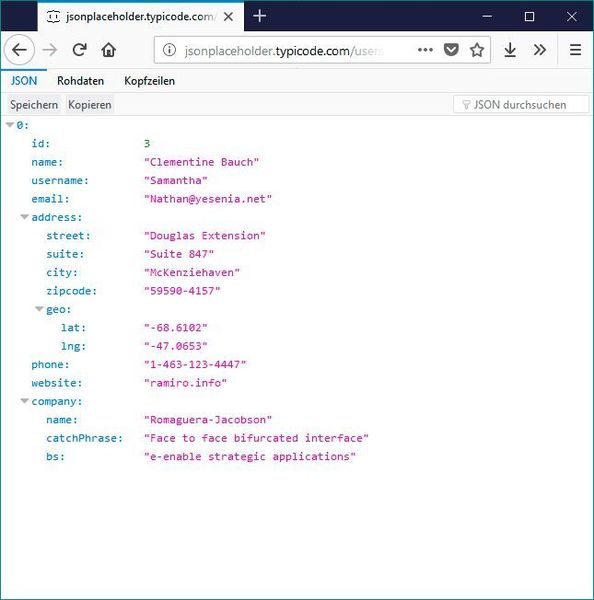 Bereits per Browser gelingen erste Annäherungen an REST. (Screenshot Firefox/Windows)
