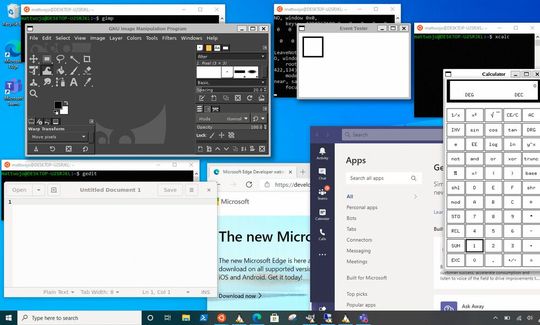 Das Windows-Subsystem für Linux erlaubt jetzt auch grafische Oberflächen.(Bild:  Microsoft)