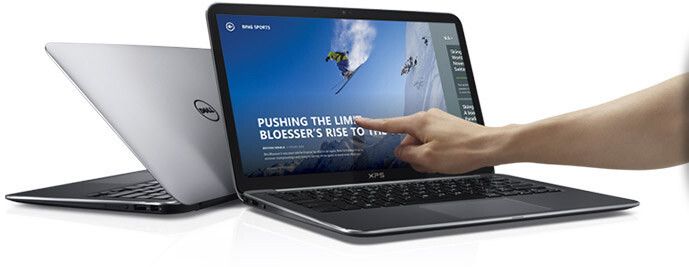 Das Besondere am Dell XPS 13 Ultrabook ist die Tatsache, dass es trotz seines 13-Zoll-Full-HD-Displays gerade einmal die Maße eines 11-Zoll-Geräts hat. Für ordentliche Leistung sorgen in der Grundvariante ein Intel Core i7, 8 GB RAM, sowie ein 256 GB großer SSD-Speicher. (Bild: Dell)