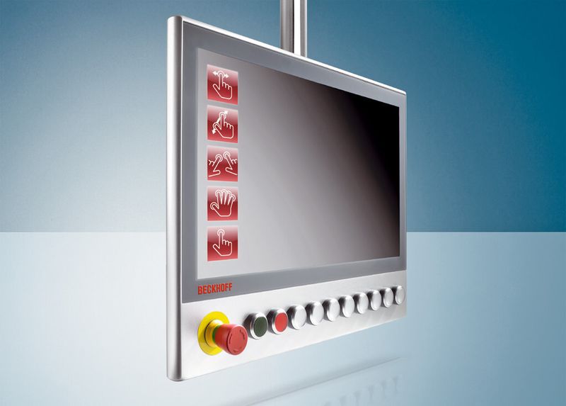 Bild 1: Die Multitouch-Panels lassen sich ebenfalls durch elektromechanische Funktionstaster kundenspezifisch – und auch per Standard-tastererweiterung – anpassen. (Bild: Beckhoff)