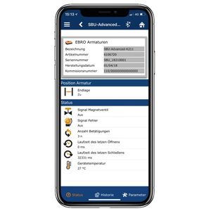 Ebro-App zur Analyse der Einsatzdaten und Anzeige der Spezifikation (Bild:  Ebro)